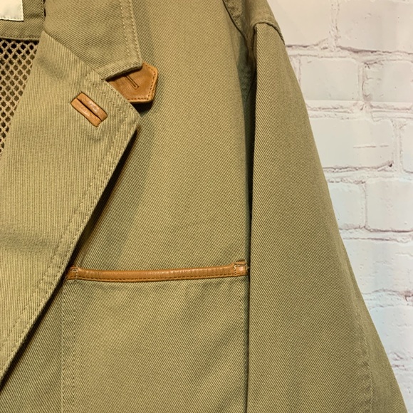 Orvis Zambezi Safari Fishing Twill Leather Trim Sport Coat Size 48 Tall - Picture 3 of 5